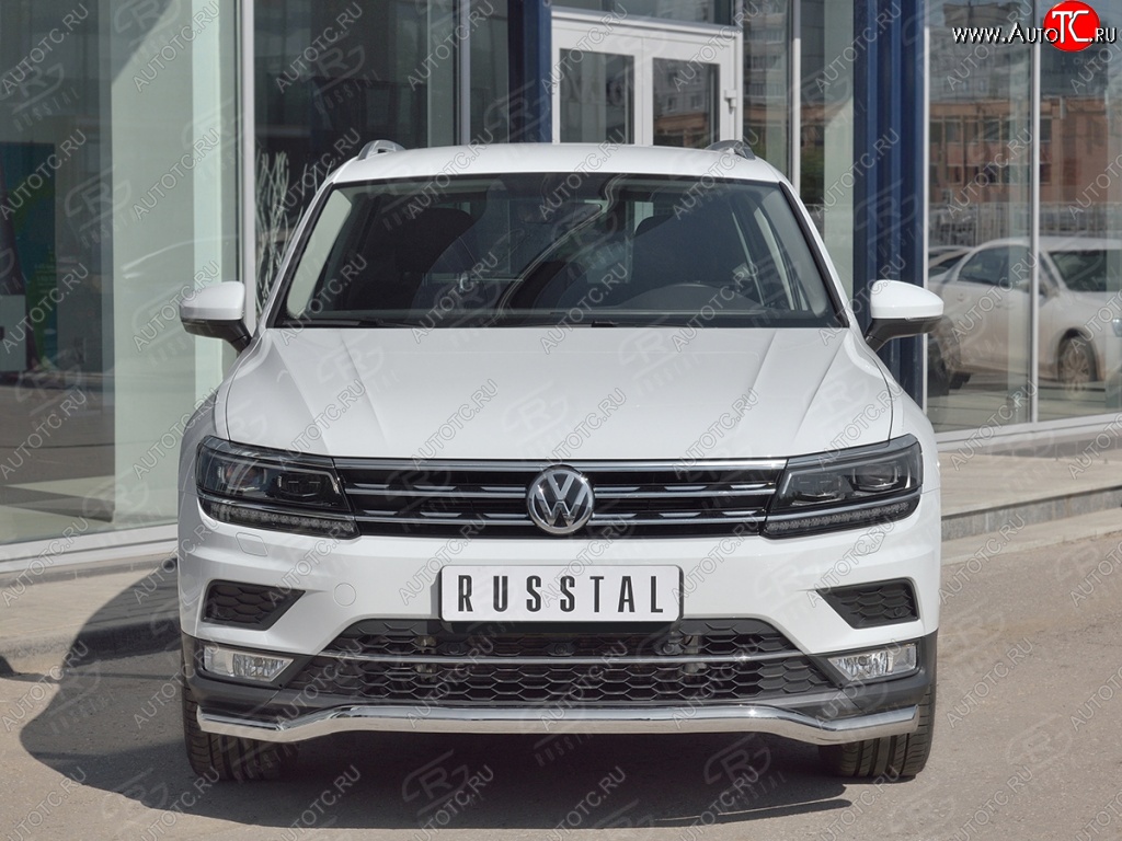 17 649 р. Защита переднего бампера (Ø63 мм волна, нержавейка) SLITKOFF  Volkswagen Tiguan  Mk2 (2016-2020) дорестайлинг  с доставкой в г. Пермь