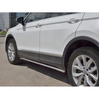 17 299 р. Защита порогов из круглой трубы диаметром 42 мм SLITKOFF v1  Volkswagen Tiguan  Mk2 (2016-2020) дорестайлинг  с доставкой в г. Пермь. Увеличить фотографию 3
