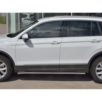 17 299 р. Защита порогов из круглой трубы диаметром 63 мм SLITKOFF v3  Volkswagen Tiguan  Mk2 (2016-2020) дорестайлинг  с доставкой в г. Пермь. Увеличить фотографию 2