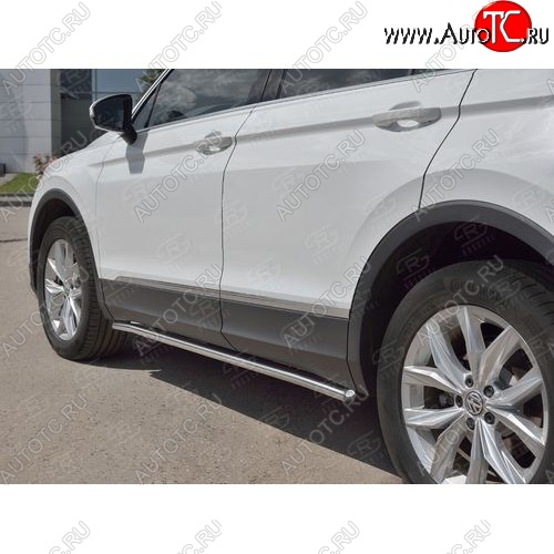 17 299 р. Защита порогов из круглой трубы диаметром 63 мм SLITKOFF v3  Volkswagen Tiguan  Mk2 (2016-2020) дорестайлинг  с доставкой в г. Пермь