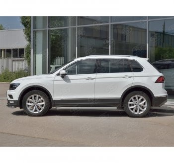 18 799 р.  Защита порогов (Ø63 мм, секции) SLITKOFF  Volkswagen Tiguan  Mk2 (2016-2020) дорестайлинг (Вариант 2 (пластиковые заглушки))  с доставкой в г. Пермь. Увеличить фотографию 3