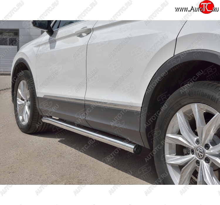 18 799 р.  Защита порогов (Ø63 мм, секции) SLITKOFF  Volkswagen Tiguan  Mk2 (2016-2020) дорестайлинг (Вариант 2 (пластиковые заглушки))  с доставкой в г. Пермь