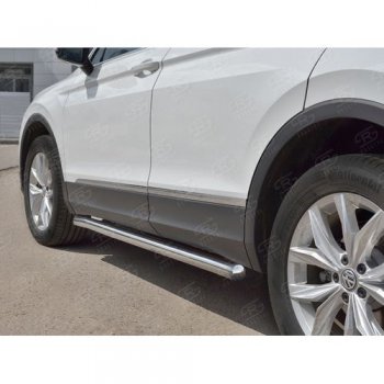 19 999 р. Защита порогов из круглой трубы диаметром 63 мм SLITKOFF v3  Volkswagen Tiguan  Mk2 (2016-2020) дорестайлинг  с доставкой в г. Пермь. Увеличить фотографию 2