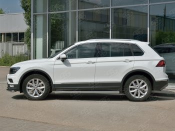 19 999 р. Защита порогов из круглой трубы диаметром 63 мм SLITKOFF v3  Volkswagen Tiguan  Mk2 (2016-2020) дорестайлинг  с доставкой в г. Пермь. Увеличить фотографию 3