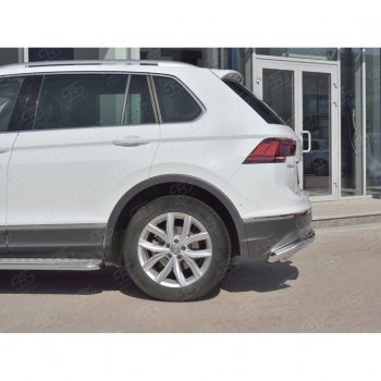 24 999 р. Защита заднего бампера (Ø63/42/63 мм, нержавейка, NOT OFF ROAD) SLITKOFF  Volkswagen Tiguan  Mk2 (2016-2020) дорестайлинг  с доставкой в г. Пермь. Увеличить фотографию 3