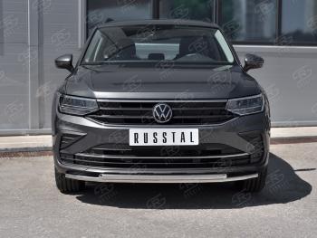19 299 р. Защита переднего бампера (2 трубы Ø42, нержавейка, NOT R-LINE) Volkswagen Tiguan Mk2 рестайлинг (2020-2022)  с доставкой в г. Пермь. Увеличить фотографию 2