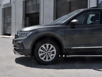 15 499 р. Защита переднего бампера (Ø42 мм нержавейка, NOT R-LINE) SLITKOFF Volkswagen Tiguan Mk2 рестайлинг (2020-2022) (полированная нержавейка)  с доставкой в г. Пермь. Увеличить фотографию 3