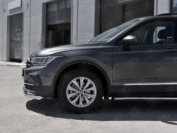 16 599 р. Защита переднего бампера (Ø63 мм, нержавейка, NOT R-LINE) SLITKOFF Volkswagen Tiguan Mk2 рестайлинг (2020-2022)  с доставкой в г. Пермь. Увеличить фотографию 3