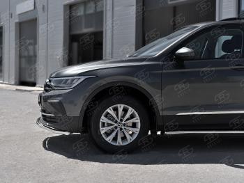 16 299 р. Защита переднего бампера (Ø42 мм волна, нержавейка, NOT R-LINE) SLITKOFF Volkswagen Tiguan Mk2 рестайлинг (2020-2022)  с доставкой в г. Пермь. Увеличить фотографию 2