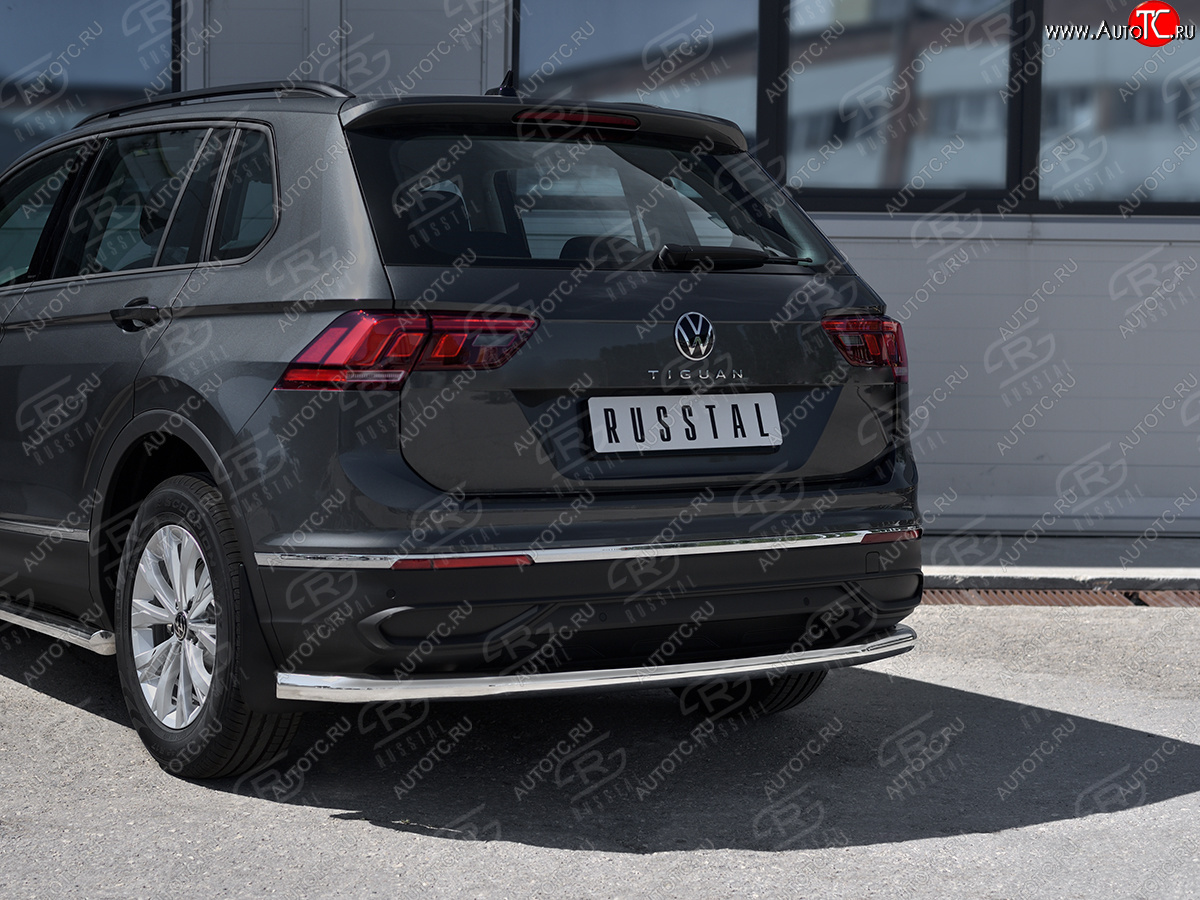 16 349 р. Защита заднего бампера (Ø63 мм, нержавейка, NOT R-LINE) SLITKOFF  Volkswagen Tiguan  Mk2 (2020-2022) рестайлинг  с доставкой в г. Пермь