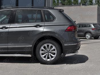14 649 р. Защита заднего бампера (Ø63 мм уголки, нержавейка, NOT R-LINE) SLITKOFF  Volkswagen Tiguan  Mk2 (2020-2022) рестайлинг (полированная нержавейка)  с доставкой в г. Пермь. Увеличить фотографию 2