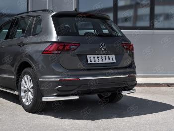 14 649 р. Защита заднего бампера (Ø63 мм уголки, нержавейка, NOT R-LINE) SLITKOFF  Volkswagen Tiguan  Mk2 (2020-2022) рестайлинг (полированная нержавейка)  с доставкой в г. Пермь. Увеличить фотографию 3