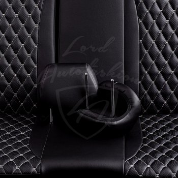 13 949 р. Чехлы для сидений Lord Autofashion Байрон (комплектация со столом, экокожа, 60/40, 3 Г-образных подголовника)  Volkswagen Tiguan  NF (2006-2017) дорестайлинг, рестайлинг (Черный, вставка черная, строчка серая)  с доставкой в г. Пермь. Увеличить фотографию 6