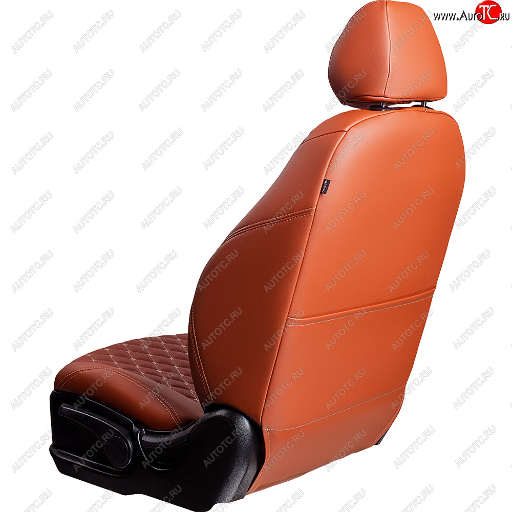 13 949 р. Чехлы для сидений Lord Autofashion Байрон (экокожа, 60/40, со столом).)  Volkswagen Tiguan  NF (2006-2017) дорестайлинг, рестайлинг (Коричневый, вставка коричневая, строчка бежевая)  с доставкой в г. Пермь