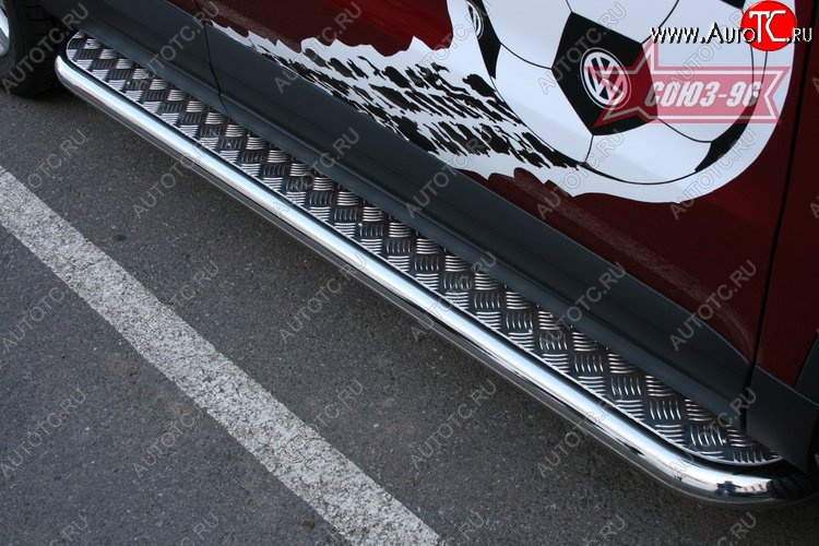 15 614 р. Защита порогов с листом Souz-96 (d60). Volkswagen Tiguan NF дорестайлинг (2006-2011)  с доставкой в г. Пермь