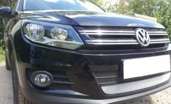 1 539 р. Сетка на бампер Sport&Style Russtal (хром) Volkswagen Tiguan NF рестайлинг (2011-2017)  с доставкой в г. Пермь. Увеличить фотографию 2