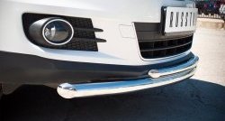 15 249 р. Защита переднего бампера (2 трубыØ63 и 42 мм, нержавейка) SLITKOFF  Volkswagen Tiguan  NF (2011-2017) рестайлинг  с доставкой в г. Пермь. Увеличить фотографию 2