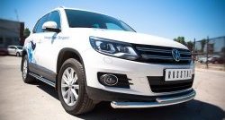 15 249 р. Защита переднего бампера (2 трубыØ63 и 42 мм, нержавейка) SLITKOFF  Volkswagen Tiguan  NF (2011-2017) рестайлинг  с доставкой в г. Пермь. Увеличить фотографию 3