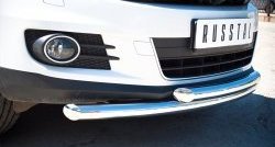 18 449 р. Защита переднего бампера (2 трубыØ63 мм, нержавейка) SLITKOFF  Volkswagen Tiguan  NF (2011-2017) рестайлинг  с доставкой в г. Пермь. Увеличить фотографию 2