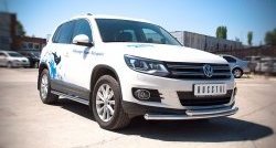 18 449 р. Защита переднего бампера (2 трубыØ63 мм, нержавейка) SLITKOFF  Volkswagen Tiguan  NF (2011-2017) рестайлинг  с доставкой в г. Пермь. Увеличить фотографию 3