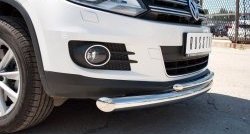 15 999 р. Защита переднего бампера (2 трубыØ76 и 42 мм, нержавейка) SLITKOFF Volkswagen Tiguan NF рестайлинг (2011-2017)  с доставкой в г. Пермь. Увеличить фотографию 2