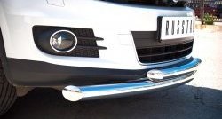17 649 р. Защита переднего бампера (2 трубыØ76 и 63 мм, нержавейка, Sport & Style) SLITKOFF Volkswagen Tiguan NF рестайлинг (2011-2017)  с доставкой в г. Пермь. Увеличить фотографию 2