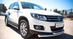 17 649 р. Защита переднего бампера (2 трубыØ76 и 63 мм, нержавейка, Sport & Style) SLITKOFF Volkswagen Tiguan NF рестайлинг (2011-2017)  с доставкой в г. Пермь. Увеличить фотографию 3