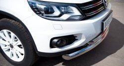 20 349 р. Защита переднего бампера (2 трубыØ76 и 63 мм, нержавейка, Track & Field) SLITKOFF Volkswagen Tiguan NF рестайлинг (2011-2017)  с доставкой в г. Пермь. Увеличить фотографию 2