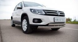 16 849 р. Защита переднего бампера (2 трубыØ75х42 мм, нержавейка) Russtal Volkswagen Tiguan NF рестайлинг (2011-2017)  с доставкой в г. Пермь. Увеличить фотографию 2