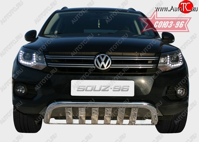25 109 р. Защита переднего бампера одинарная Souz-96 (d60) Volkswagen Tiguan NF рестайлинг (2011-2017)  с доставкой в г. Пермь