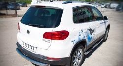 83 999 р. Защита порогов с пластиковыми вставками для ног из круглой трубы диаметром 76 мм (Sport & Style) Russtal Volkswagen Tiguan NF рестайлинг (2011-2017) (Защита порогов с со скосами на торцах (вариант 1))  с доставкой в г. Пермь. Увеличить фотографию 4