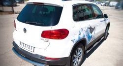 83 999 р. Защита порогов с пластиковыми вставками для ног из круглой трубы диаметром 76 мм (Sport & Style) Russtal Volkswagen Tiguan NF рестайлинг (2011-2017) (Защита порогов с со скосами на торцах (вариант 1))  с доставкой в г. Пермь. Увеличить фотографию 8
