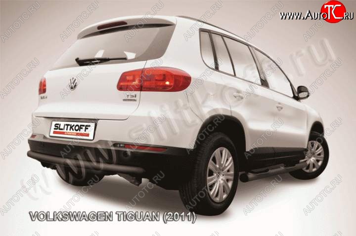 7 999 р. Защита задняя Slitkoff  Volkswagen Tiguan  NF (2011-2017) рестайлинг (Цвет: серебристый)  с доставкой в г. Пермь