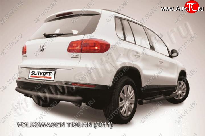 9 099 р. Защита задняя Slitkoff  Volkswagen Tiguan  NF (2011-2017) рестайлинг (Цвет: серебристый)  с доставкой в г. Пермь