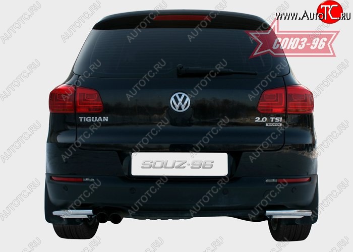 15 614 р. Защита заднего бампера из боковых уголков Souz-96 (d42) Volkswagen Tiguan NF рестайлинг (2011-2017)  с доставкой в г. Пермь