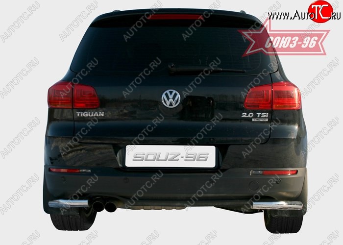 17 054 р. Защита заднего бампера из боковых уголков Souz-96 (d60) Volkswagen Tiguan NF рестайлинг (2011-2017)  с доставкой в г. Пермь