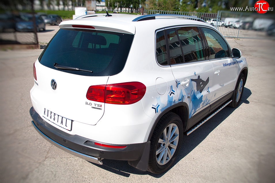 11 599 р. Защита заднего бампера (Ø75х42 мм, нержавейка, Sport& Style) Russtal Volkswagen Tiguan NF рестайлинг (2011-2017)  с доставкой в г. Пермь