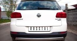 11 599 р. Защита заднего бампера (Ø75x42 мм, нержавейка) Russtal Volkswagen Tiguan NF рестайлинг (2011-2017)  с доставкой в г. Пермь. Увеличить фотографию 2
