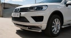 26 099 р. Защита переднего бампера (2 трубыØ63 и 42 мм, нержавейка) SLITKOFF Volkswagen Touareg NF рестайлинг (2014-2018)  с доставкой в г. Пермь. Увеличить фотографию 2
