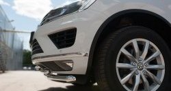 26 099 р. Защита переднего бампера (2 трубыØ63 и 42 мм, нержавейка) SLITKOFF Volkswagen Touareg NF рестайлинг (2014-2018)  с доставкой в г. Пермь. Увеличить фотографию 3