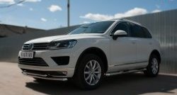 26 099 р. Защита переднего бампера (2 трубыØ63 и 42 мм, нержавейка) SLITKOFF Volkswagen Touareg NF рестайлинг (2014-2018)  с доставкой в г. Пермь. Увеличить фотографию 4