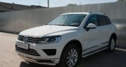19 999 р. Защита переднего бампера (2 трубыØ75х42 мм, нержавейка) Russtal Volkswagen Touareg NF рестайлинг (2014-2018)  с доставкой в г. Пермь. Увеличить фотографию 4