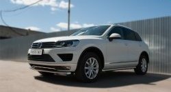 19 299 р. Одинарная защита переднего бампера диаметром 63 мм SLITKOFF Volkswagen Touareg NF рестайлинг (2014-2018)  с доставкой в г. Пермь. Увеличить фотографию 4