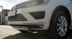 13 999 р. Защита переднего бампера (Ø75х42 мм, нержавейка) Russtal Volkswagen Touareg NF рестайлинг (2014-2018)  с доставкой в г. Пермь. Увеличить фотографию 2