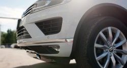 13 999 р. Защита переднего бампера (Ø75х42 мм, нержавейка) Russtal Volkswagen Touareg NF рестайлинг (2014-2018)  с доставкой в г. Пермь. Увеличить фотографию 3