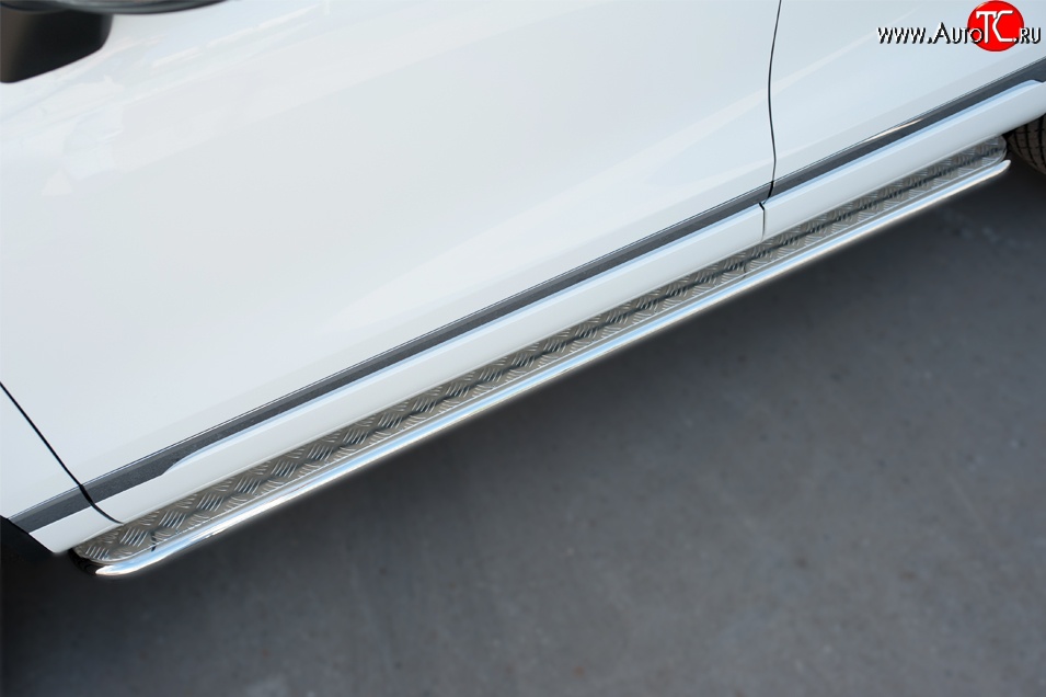 84 999 р. Широкая защита порогов Russtal Volkswagen Touareg NF рестайлинг (2014-2018) (Поверхность листа (вариант 1))  с доставкой в г. Пермь