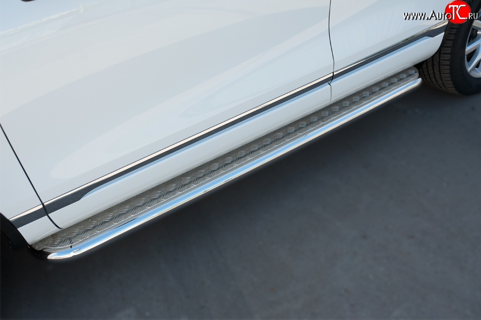 94 999 р. Широкая защита порогов Russtal Volkswagen Touareg NF рестайлинг (2014-2018) (Поверхность листа (вариант 1))  с доставкой в г. Пермь