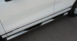 21 749 р. Защита порогов с пластиковыми вставками для ног из круглой трубы диаметром 76 мм Russtal Volkswagen Touareg NF рестайлинг (2014-2018)  с доставкой в г. Пермь. Увеличить фотографию 4