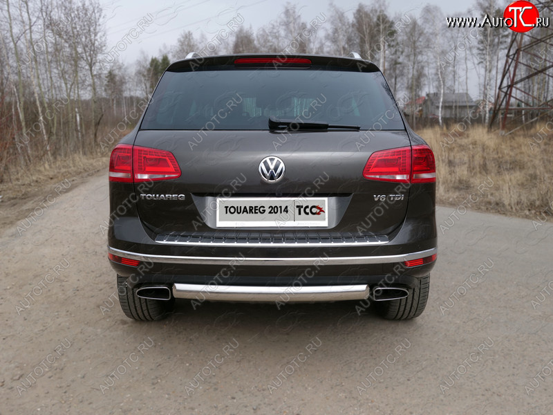 18 999 р. Защита заднего бампера (овальная) ТСС (нержавейка d75х42 мм) Volkswagen Touareg NF рестайлинг (2014-2018)  с доставкой в г. Пермь