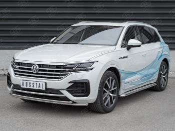 20 999 р. Защита переднего бампера (2 трубы Ø42, нержавейка, NOT 2.0 TSI)  Volkswagen Touareg  CR (2018-2025)  с доставкой в г. Пермь. Увеличить фотографию 2